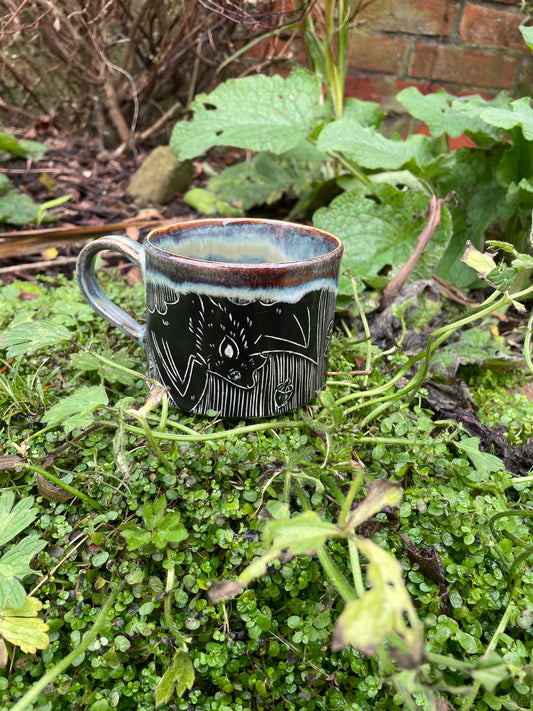 Medium Bat Mug in Dusty Blue