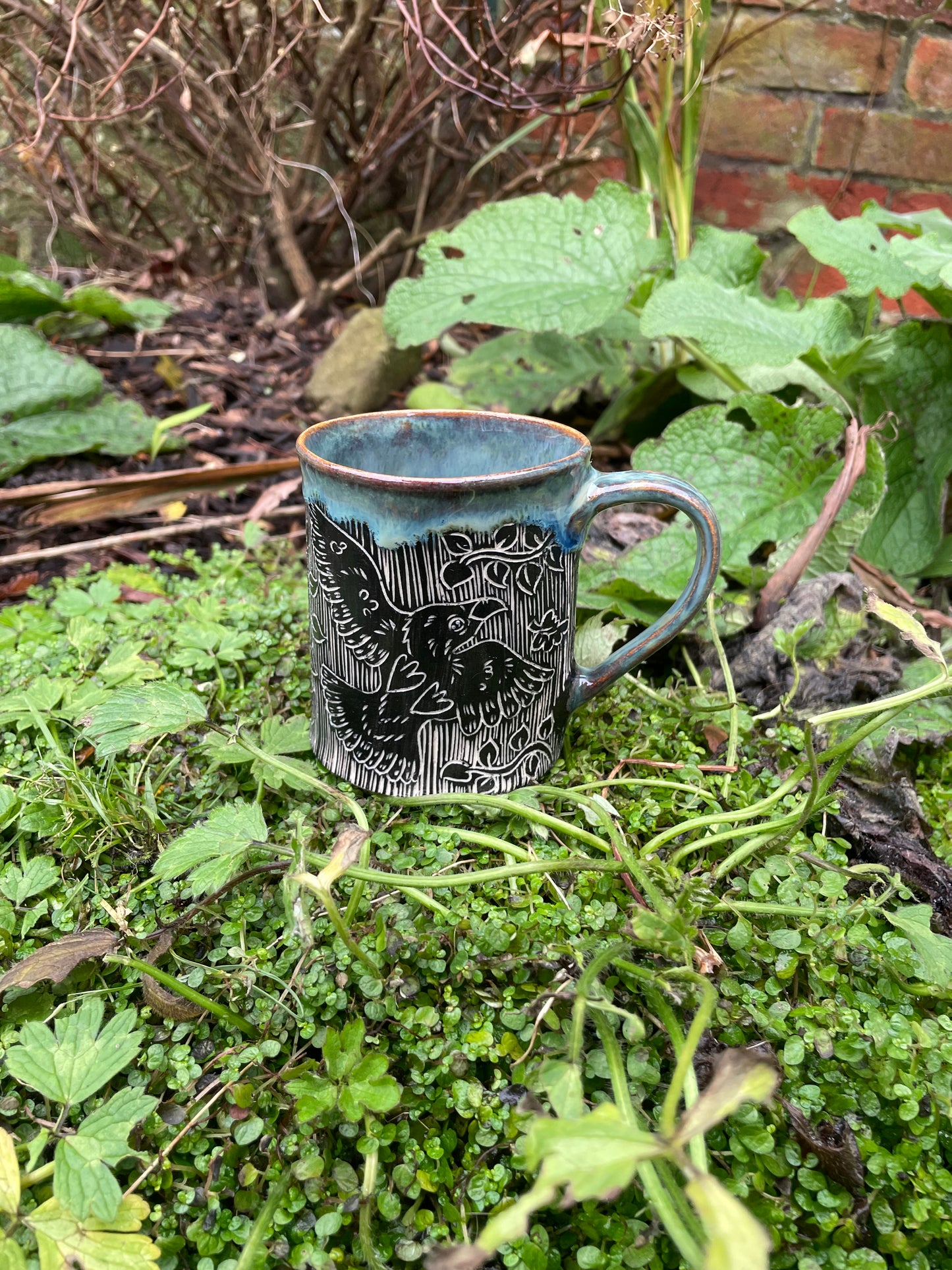 Crow Mug in Blue