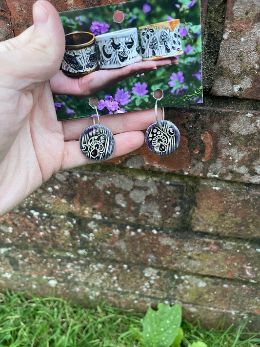 Mushroom Earrings in Purple